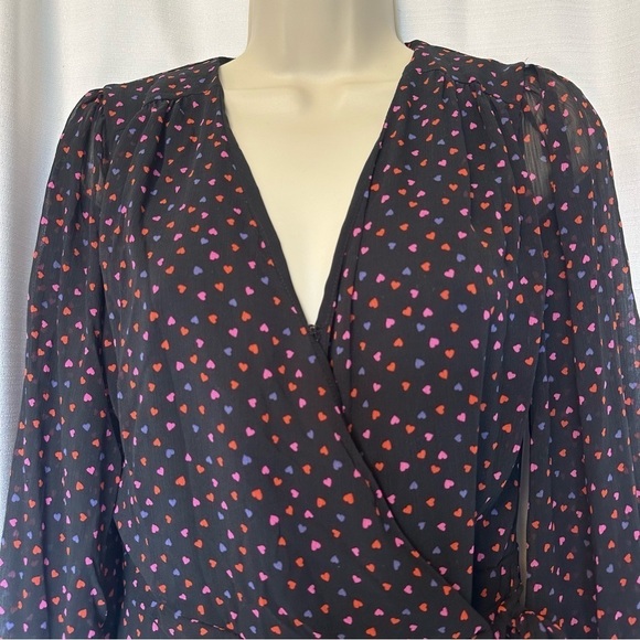 Banana Republic Women's All Over Heart Print Ruffle Wrap Dress MSRP $160 Size 4 - Picture 4 of 14